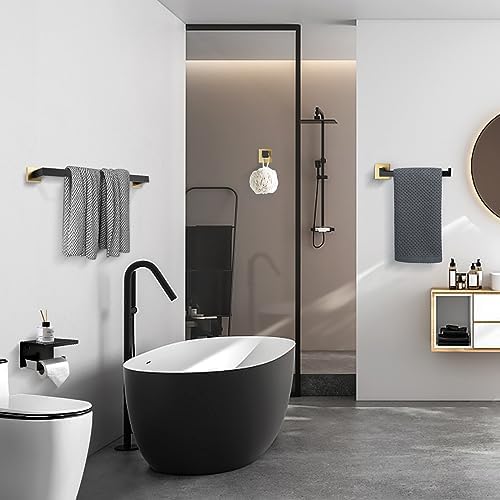 TURS 4-Piece Bathroom Hardware Set Brushed Gold and Black Towel Bar Set Include - Image 6