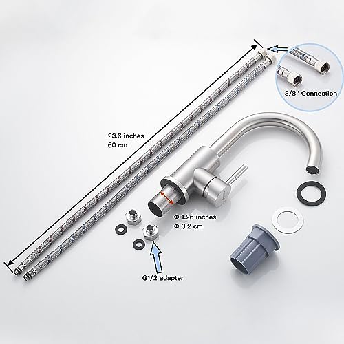 Wet Bar Sink Faucet Single Hole, Brushed Nickel Single Handle Faucet - Image 6