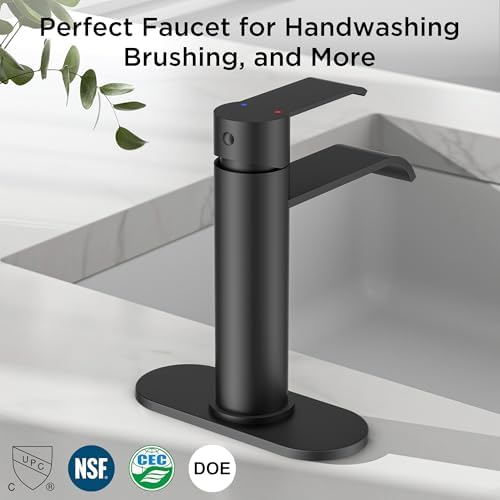FORIOUS Waterfall Bathroom Faucet Single Hole Matte Black 2 Pack - Image 7