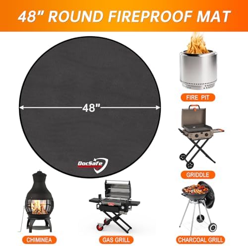 DocSafe 48" Round Fire Pit Mat, 4-Layer Fireproof Under Grill Mat Heat - Image 3