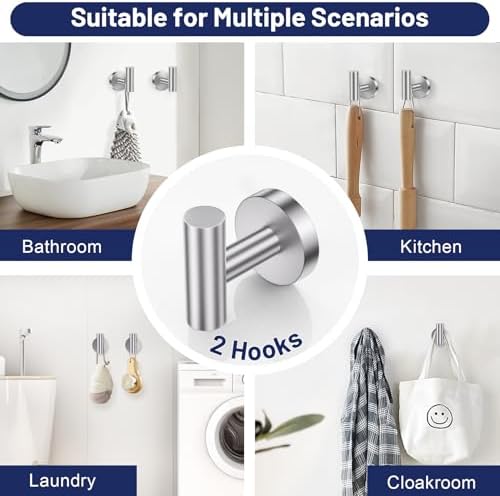 Brushed Nickel Bathroom Hardware Set, Toilet Paper Holder, Towel Ring Hooks - Image 4