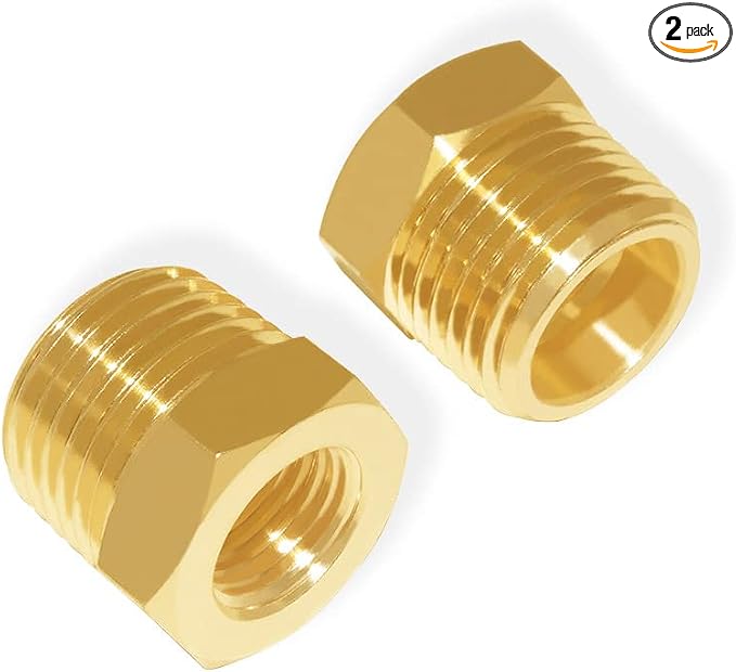 Hooshing 2PCS Brass Reducer Hex Bushing 3/4" NPT Male x 1/4" NPT Female | Heavy by Hooshing