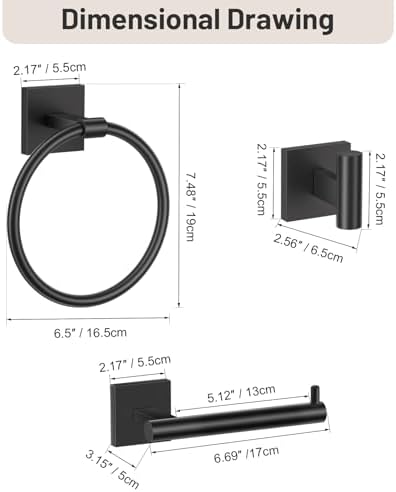 Towel Ring Set 4 Piece Bathroom Hardware Set Includes Towel Ring 2 Towel Hooks - Image 7