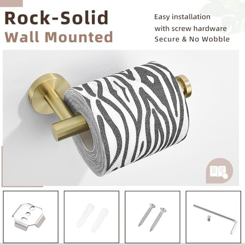 APLusee Toilet Paper Holder, Brushed Gold, 304 Stainless Steel - Image 3