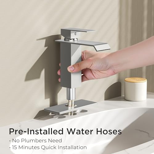 FORIOUS Bathroom Faucet 1 Hole Single Handle Vanity Faucets Brushed Nickel - Image 4