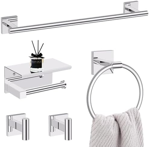 Lairuier Bathroom Hardware Set Polish Chrome, Towel Holder Set Wall Mounted by LairuierBathroomHardwareSet
