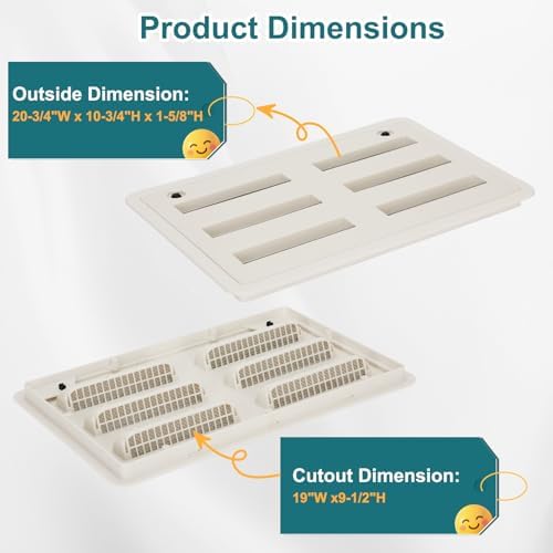 20-3/4"W x 10-3/4"H RV Refrigerator Vent Cover, RV Refrigerator Side Vent Cover - Image 2