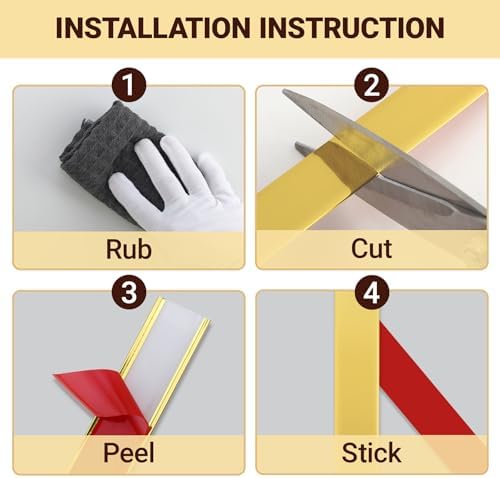 Trimold Glossy Gold Molding Trim Peel and Stick, Flexible Mirror Border Design - Image 6