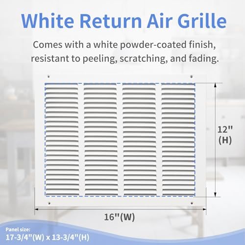 Howeall 16"W x 12"H Steel Return Air Grille, Air Return Vent Cover - Image 3