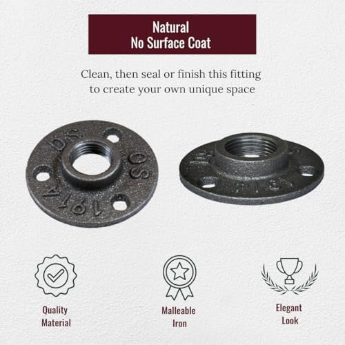 1/2" FLANGE: Industrial Threaded Black Iron Pipe Fittings; Natural - Image 2