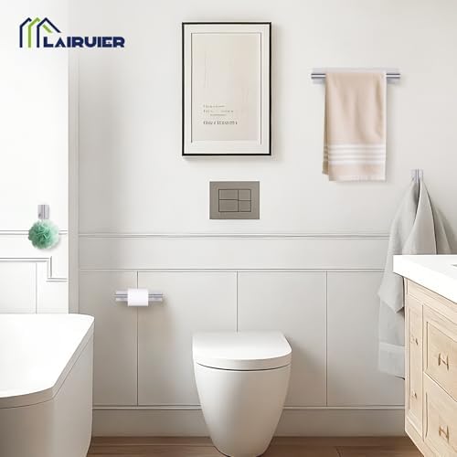Lairuier Brushed Nickel Bathroom Hardware Set, Adhesive or Screw Wall Mount - Image 5