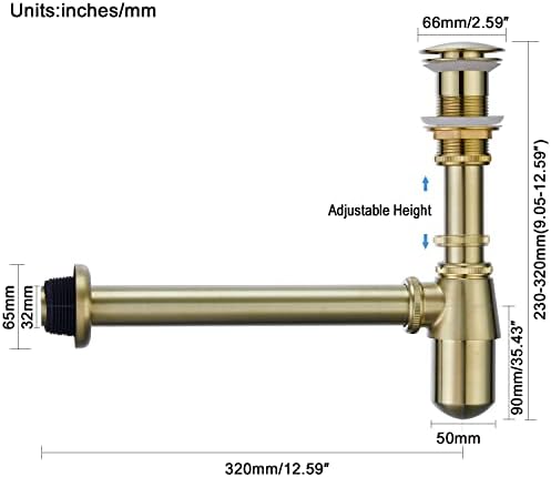 Bathroom Sink Stopper Set Waste Pipe 1-1/4 inch Slip Inlet Drain Set, Lavatory - Image 2