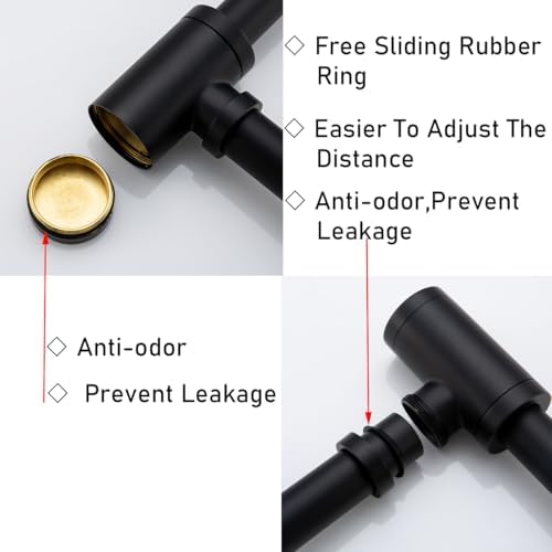 RANDOM Brass Round Bottle P Trap 1 1/4, Raise and Lengthen Adjustable Basin - Image 4