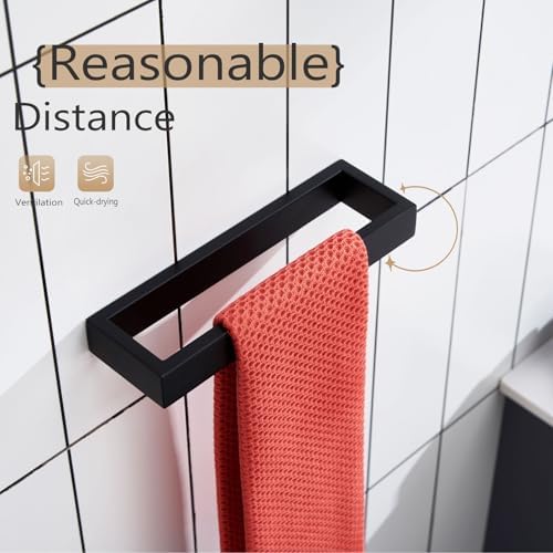 KOKOSIRI Towel Ring Matte Black Hand Towel Bar Holder 9-Inch Kitchen Rack - Image 5
