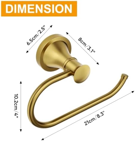 BESy Toilet Paper Holder Wall Mounted Bathroom Tissue Holder Brushed Gold - Image 5