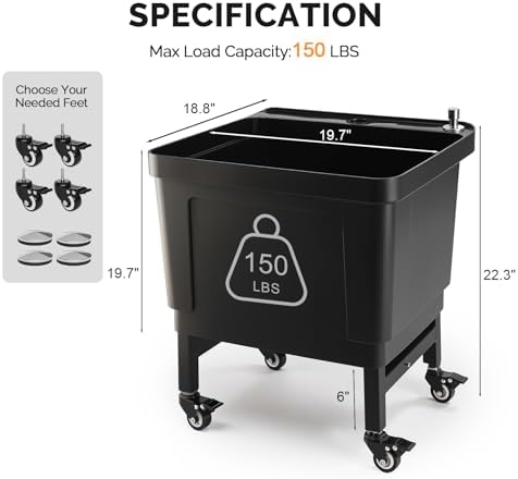 ROVSUN Commercial Mop Sink on Wheels, Plastic Floor Mop Slop Sink, Indoor Use - Image 5