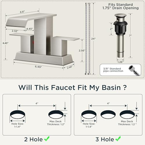 FORIOUS Bathroom Faucets 3 Hole - Image 6