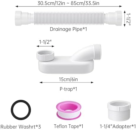 Low Profile Flexible Bathtub Shower Drain Pipe Kit - Image 7