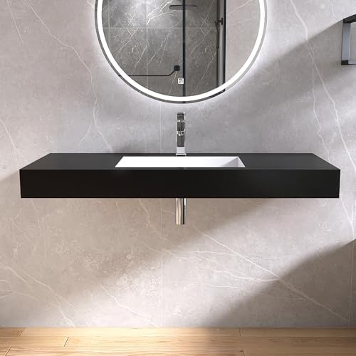 47"X19" Bathroom Sink with Single Faucet Hole, Stone Resin Wall-Mount or - Image 3