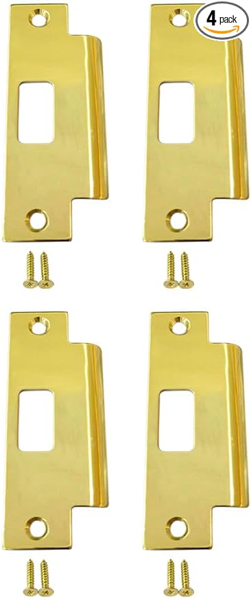 Solid Brass Extended Replacement Lock Strike Plate, Round Corner, 4-7/8" by QCAAHardware