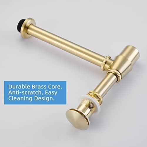 Bathroom Sink Stopper Bottle P Trap, Brass Core 1-1/4 inch Slip Inlet Drain - Image 3