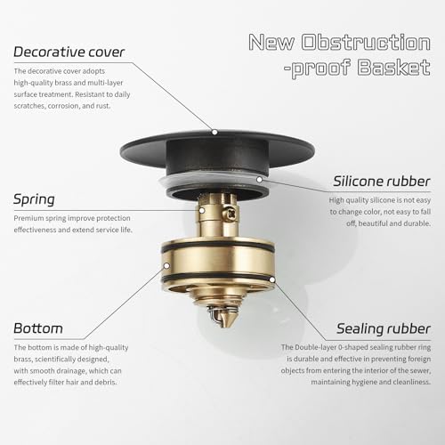 BWE Pop-Up Bathroom Sink Drain, - Image 2