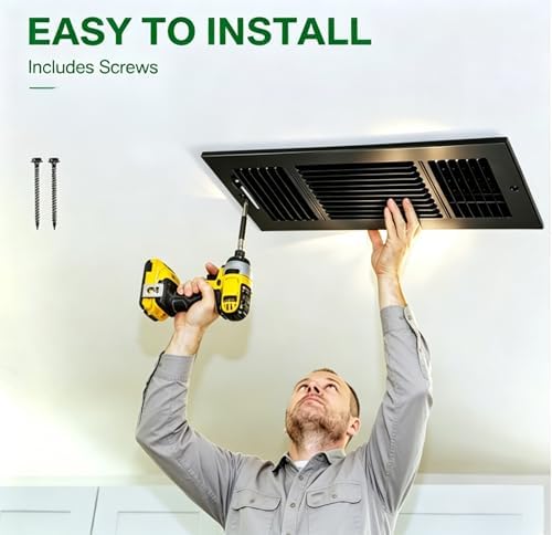 12x6 Inch Duct Opening Ceiling Register, 3-Way Steel Sidewall Air Vent Grille - Image 7
