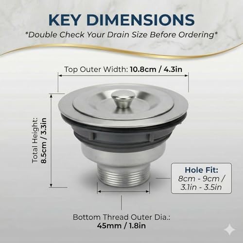 Stainless Steel Sink Drain Strainer Assembly - Image 6