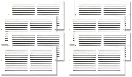 14x08 Air Return Vent Cover, Solid Steel White, 8 Pack by SierraGrates