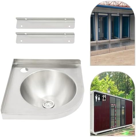 Small Corner Bathroom Sink, Stainless Steel Wall Mount Vessel Sink, Single Bowl - Image 6