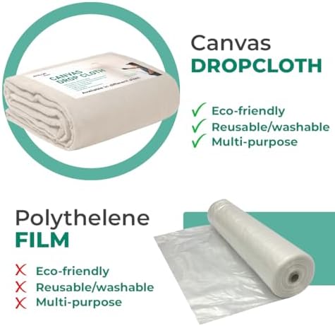 Canvas Drop Cloth for Painting 9x6 feet Pack of 4-8oz Painters Drop Cloths for - Image 5