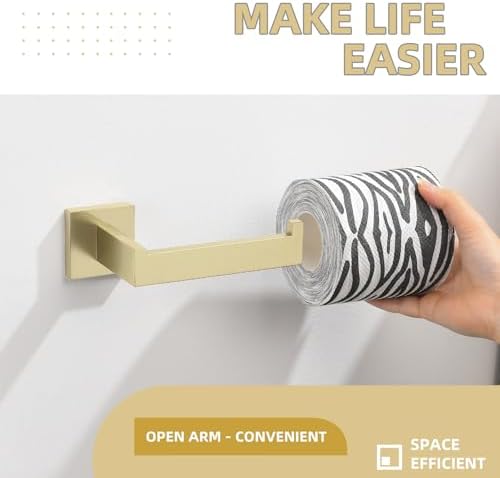 Angle Simple Toilet Paper Holder Wall Mount, Brushed Gold - Image 6