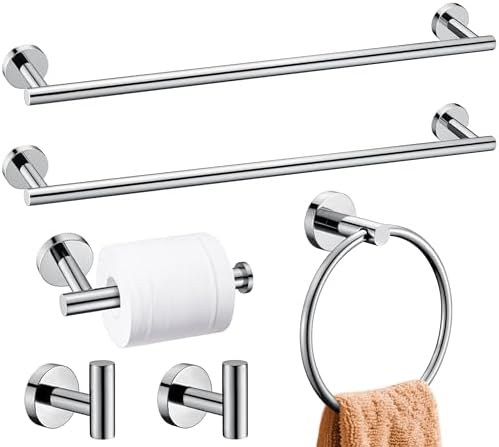 6 Pieces Polished Chrome Bathroom Hardware Accessories Set, SUS304 Stainless by Meetuniquestylesandneeds