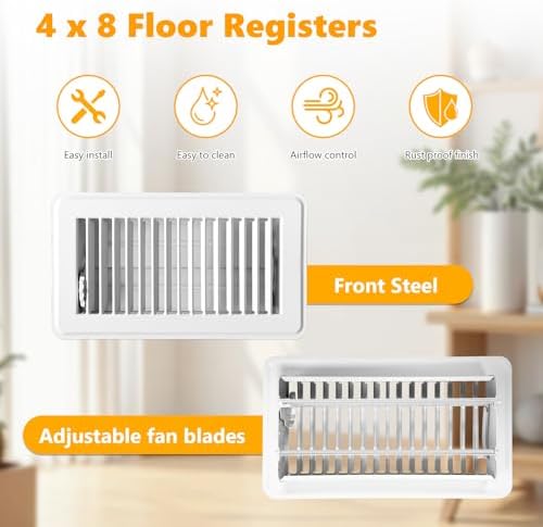 4Pack Floor Vent Covers, Floor Register 4" x 8", Adjustable Decorative Vent - Image 3