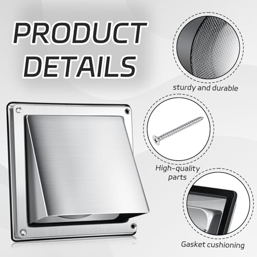 4 Inch Metal Dryer Vent Cover External Extractor Wall Vent Cushioned Stainless - Image 3