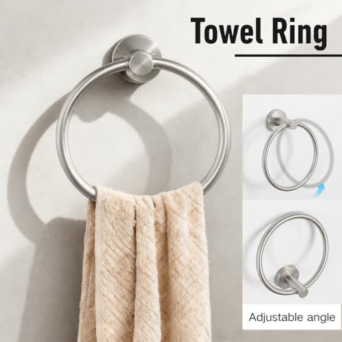 Silver 5 Pieces Bathroom Hardware Set, 16 Inch Bathroom Towel Holder, - Image 4