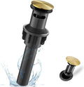 Brushed Gold Pop Up Drain with Anti-Clogging Removable Stopper, High Sealing by HOIGY
