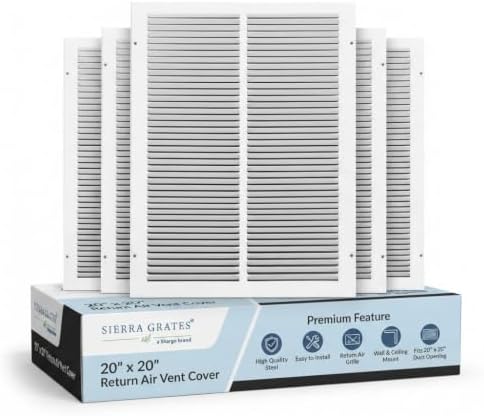 20 x 20 Inch Return Air Vent Cover, Solid Steel HVAC Grille by SierraGrates