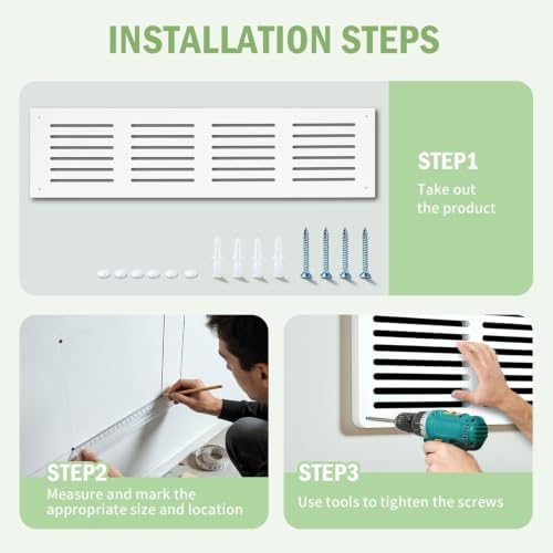 Return Air Grille Cover 32“ x 8.5”, Fits 28 x 5.5 Duct Opening, Durable PVC - Image 2