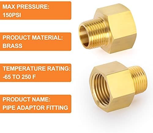 GASHER 2PCS Brass Pipe Fitting, 1/4-Inch Male Pipe x 3/8-Inch Female Pipe - Image 6