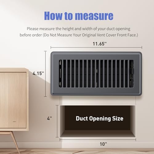 4x10 Floor Register, 6 Pack Gray Floor Vent Covers - Image 3
