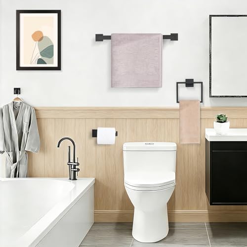 TURS 5-Piece Bathroom Hardware Set Matte Black Towel Bar Set Bath Towel Holder - Image 6