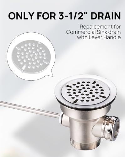 3-1/2" Flat Strainer for Commercial Sink Waste Valve Lever Drain - Image 3