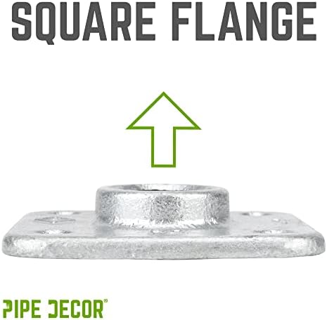 PIPE DECOR 3/4 in. Square Floor Flange, Authentic Galvanized Malleable Iron - Image 3