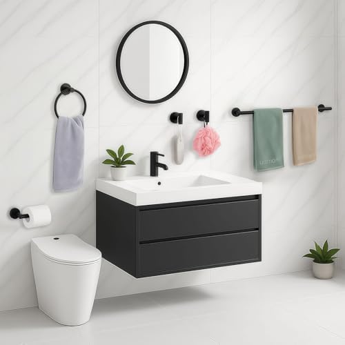 5-Piece Matte Black Bathroom Hardware Set, Towel Racks Set - Image 2