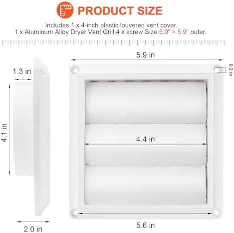 4" Louvered Dryer Vent Cover by Beaquicy - Image 5