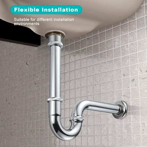 U-Shape Bottle Trap for Bathroom Sink, 1-1/4 P-trap Slip Inlet Drain Complete - Image 3