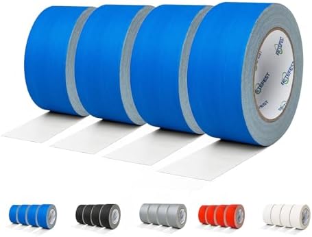 Gaffers Tape 4 Pack Blue Heavy Duty, Non-Reflective No Residue Hand Tear by FetefestforTapes