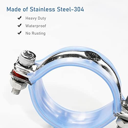 AKIHISA 2 Pcs 304 Stainless Steel Pipe Supports, Wall Mount Ceiling Mount Pipe - Image 4