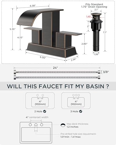 FORIOUS Bathroom Sink Faucet 4 Inch Centerset 2 or 3 Hole Oil Rubbed Bronze - Image 2